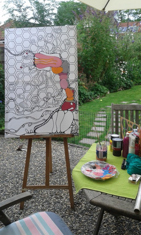 31-7-2015 myrdin schilderen in tuin