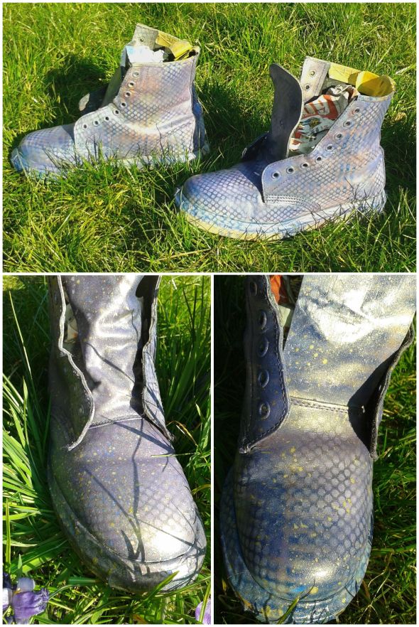 1B zilver goud paars 3e paar achtergrond op gras